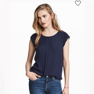 H&M Blue Cap Sleeve Blouse With Center‎ Plead
